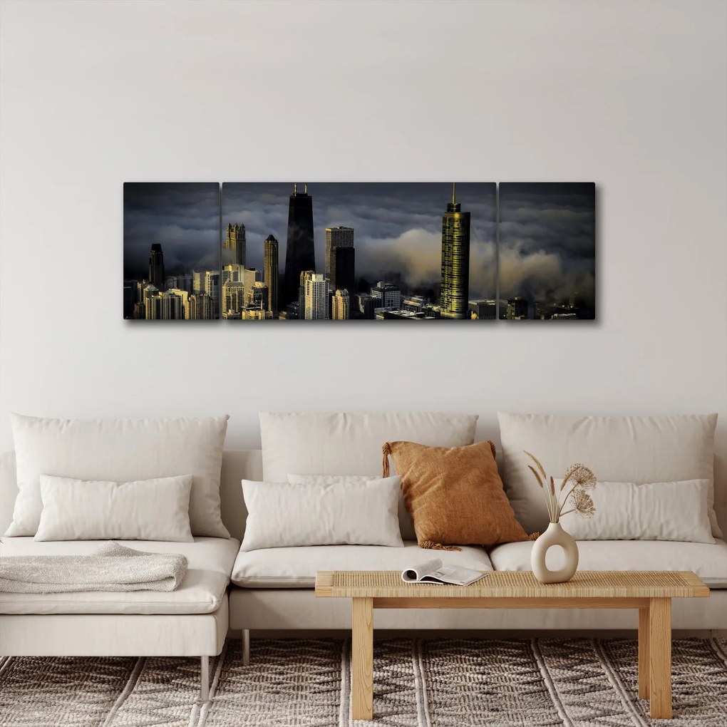 Obraz miasta w chmurach (170x50 cm)