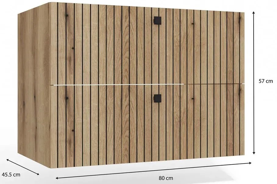 Wisząca szafka 80 cm ryflowana dąb evoke M6-R13