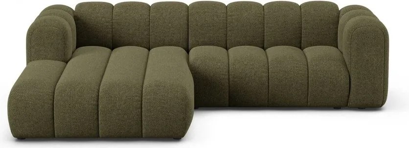 Zielony narożnik z tkaniny szenilowej (lewostronny/z szezlongiem) Lupine – Micadoni