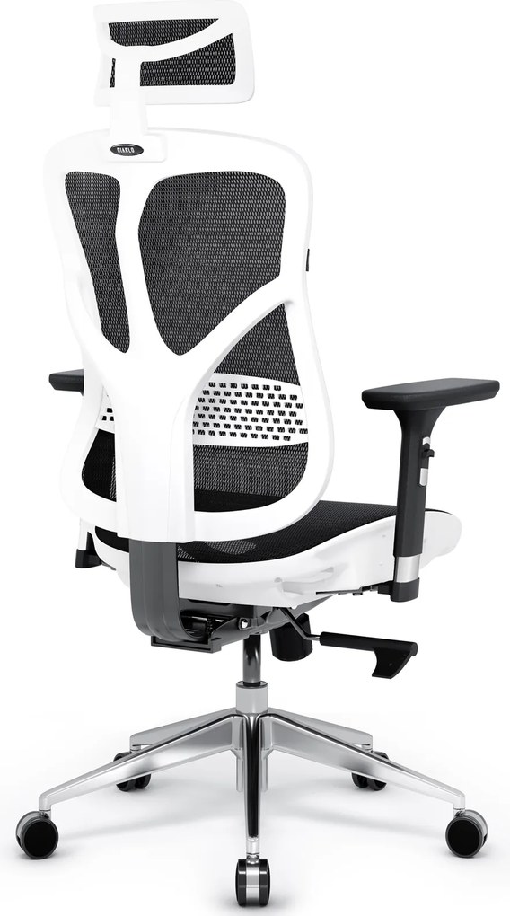 Fotel biurowy Diablo V-Basic, zgodny z normą BHP, kolor biało-czarny