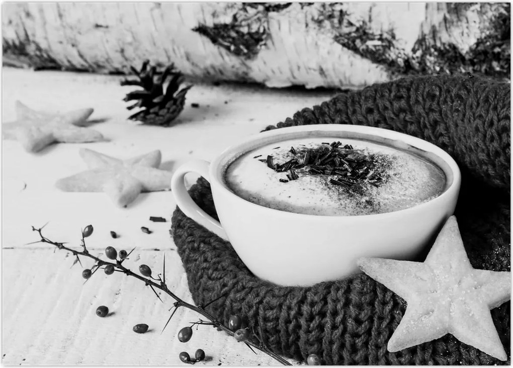 Obraz na szkle - Zimowe cappuccino (70x50 cm)