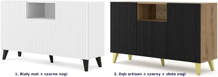 Komoda z lamelami dąb artisan + czarny - Melis 3X