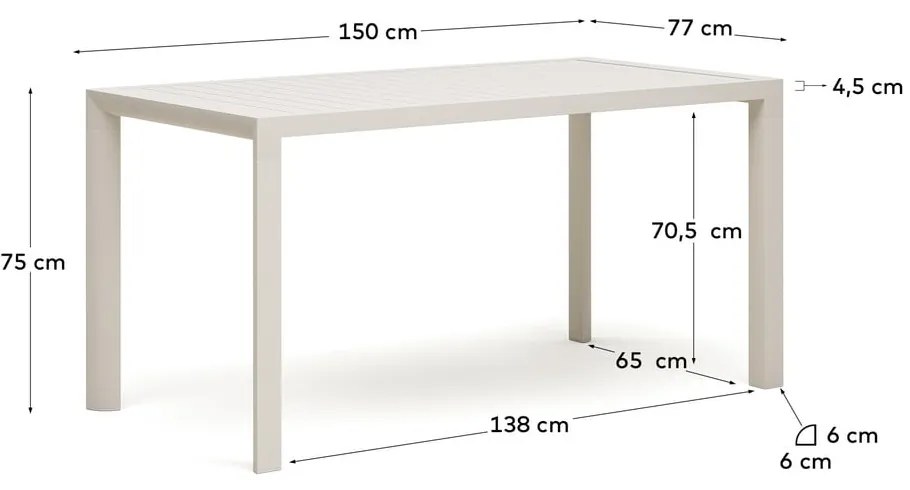Aluminiowy stół ogrodowy 77x150 cm Culip – Kave Home