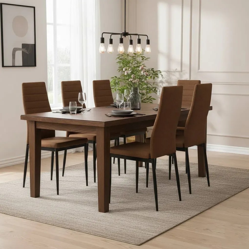 Zestaw 6 brązowych krzeseł do stołu B3-T49