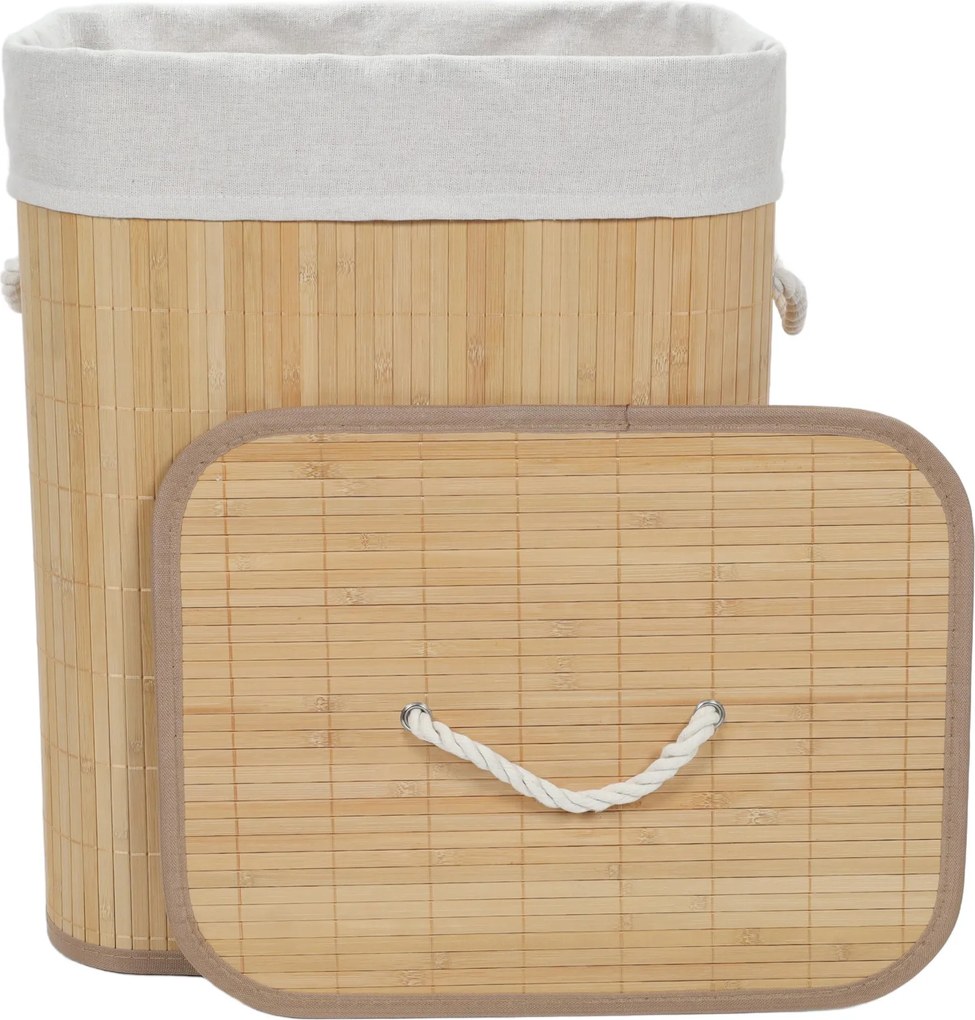 Bambusowy kosz na pranie z wyjmowanym workiem SANA, 60 l