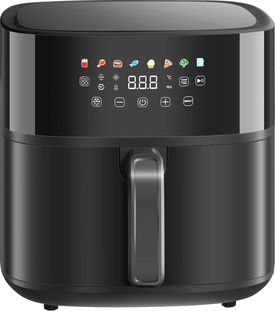 HOMCOM Frytkownica na gorące powietrze, Air Fryer, 8 programów, 8 litrów, ekran LED, Czarny
