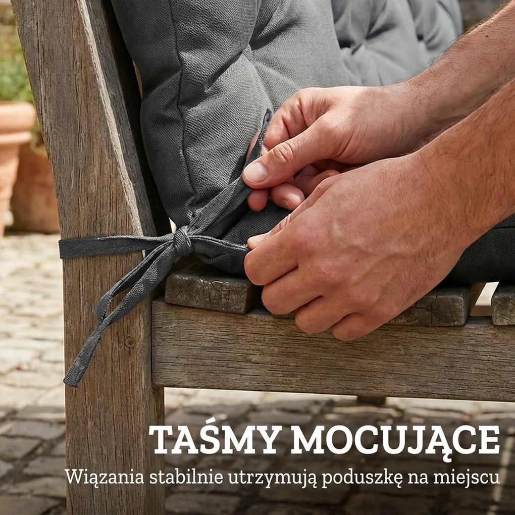 Outsunny Poduszka wodoodporna antypoślizgowa na huśtawkę outdoorowa z oparciem i paskami 150 x 100 cm ciemnoszara | Aosom PL