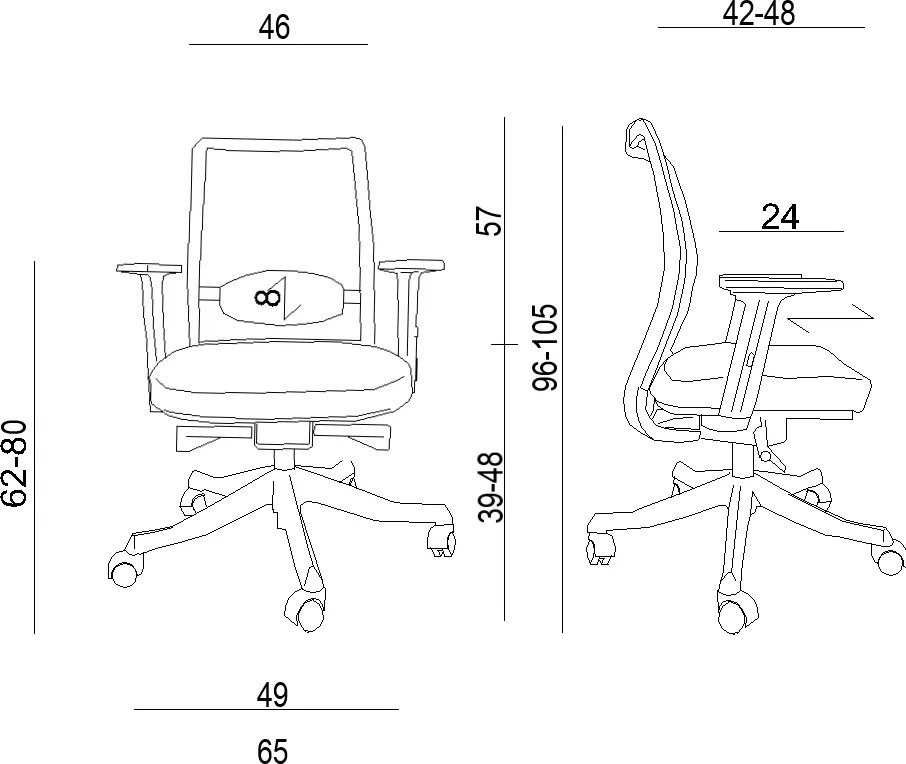 Krzesło biurowe Anggun M BL418 Black, zgodne z normą BHP