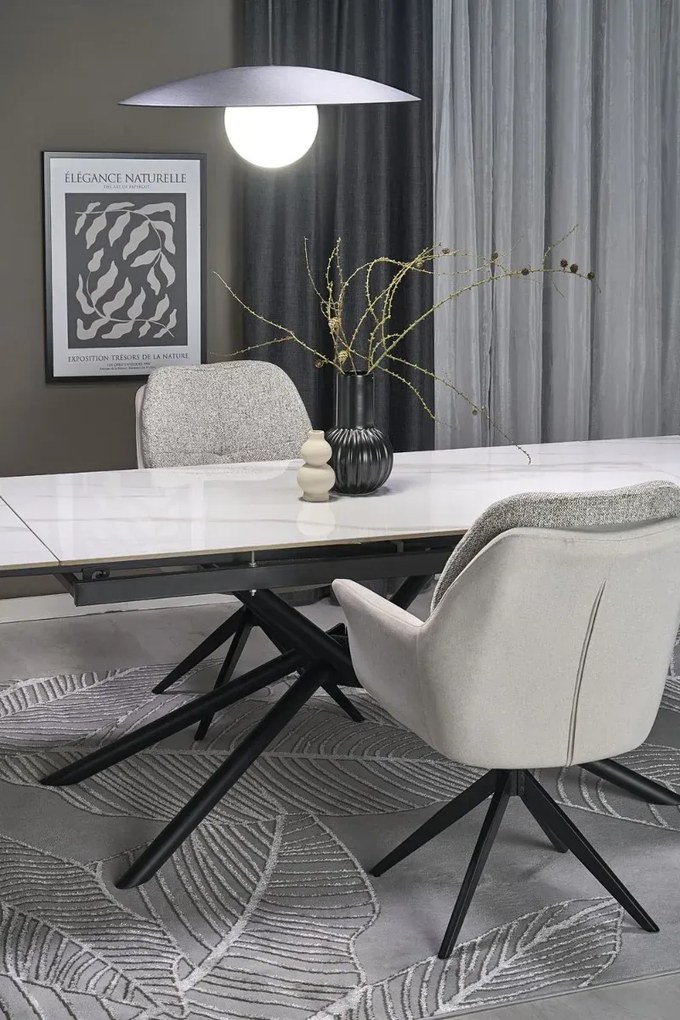 Stół rozkładany VITORINO 160(220)x90 biały marmur HALMAR