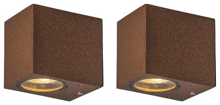 Zestaw 2 lamp ściennych w stylu industrialnym brąz rdza IP44 - Baleno