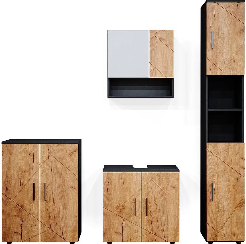 Zestaw mebli łazienkowych złoty dąb power/antracyt 80x41x58.6 irma