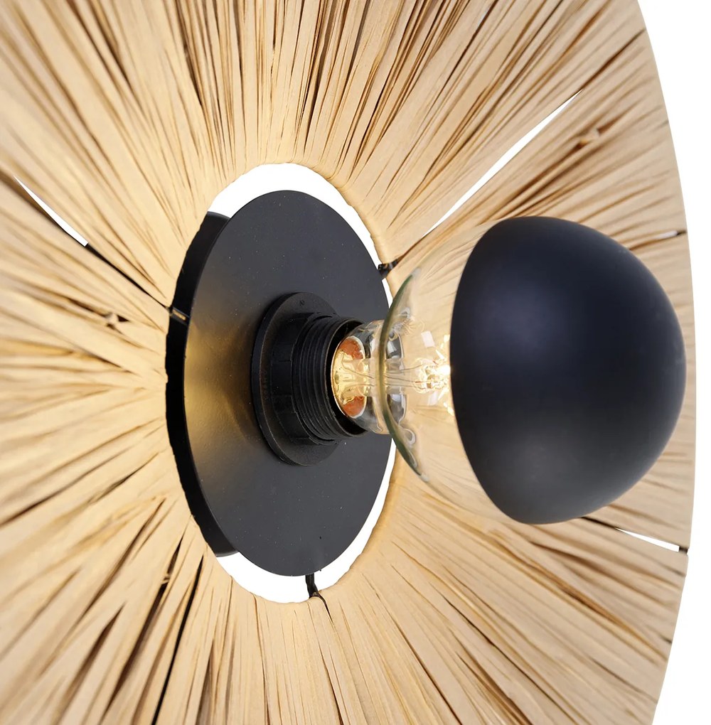 Rustykalna lampa ścienna czarna ze sznurkiem 45 cm - Leia Rustykalny / Vintage Oswietlenie wewnetrzne