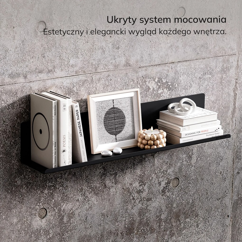 Półka wisząca JOANNE 700 mm, czarna