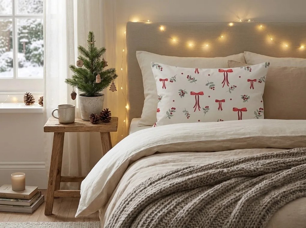 Polibawełniana poszewka na poduszkę HOLLY BOWS POLY 50x70 cm, kolorowy