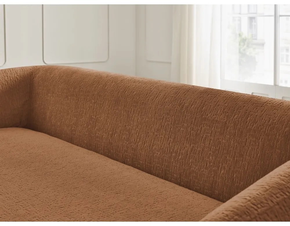 Ceglasta rozkładana sofa z tkaniny szenilowej 228 cm Neyo – Bobochic Paris