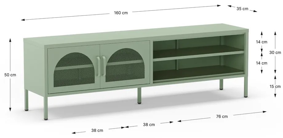 Miętowa szafka pod TV 160x50 cm Diora – Marckeric