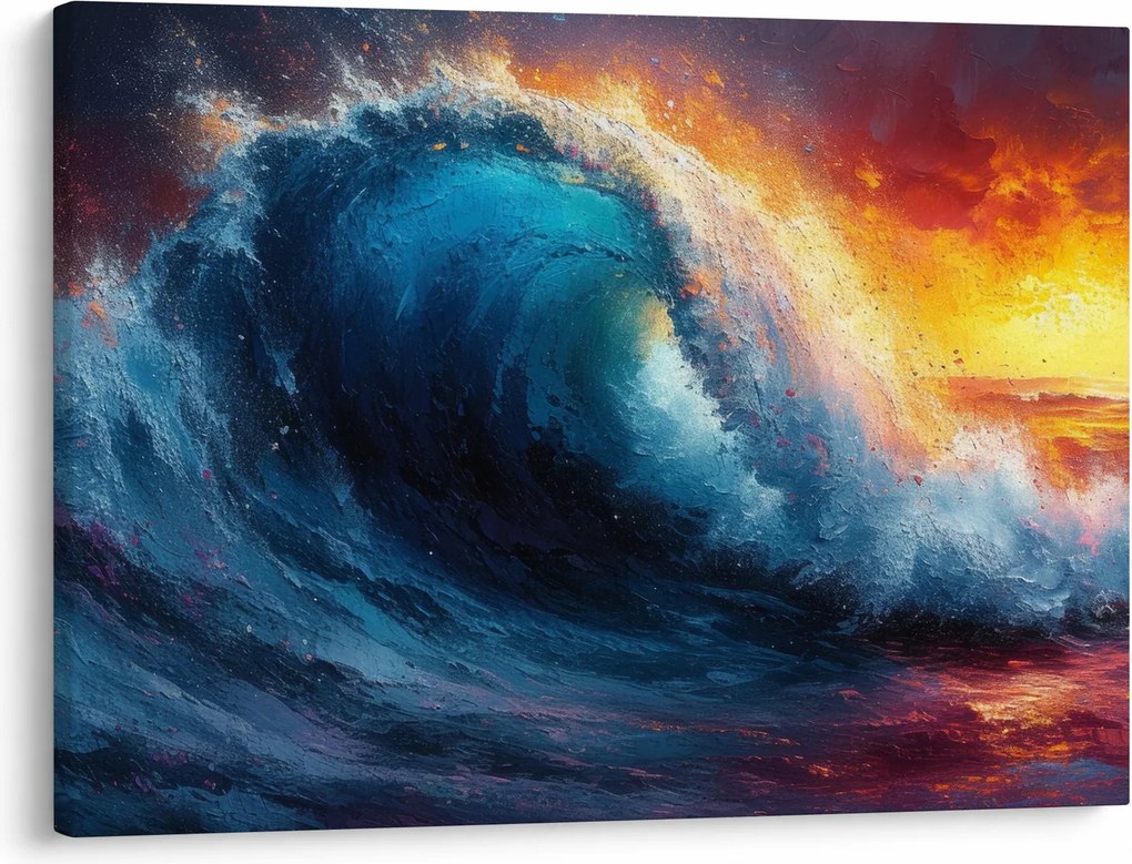 Obraz - Fala o zachodzie słońca (70x50 cm)