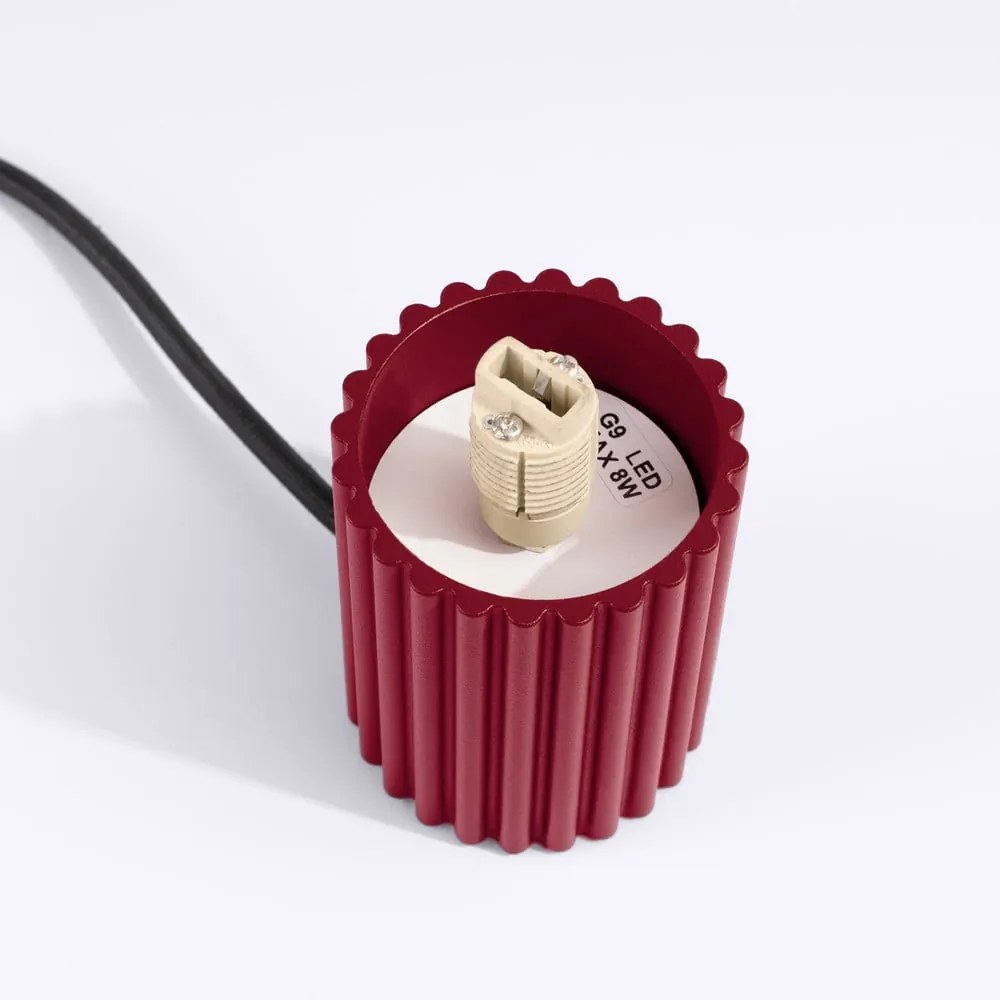 Bordowa lampa stołowa ze szklanym kloszem (wysokość 19 cm) Orbital – Sollux