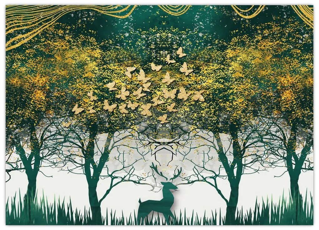 Obraz - Jelenie w zielonym lesie (70x50 cm)