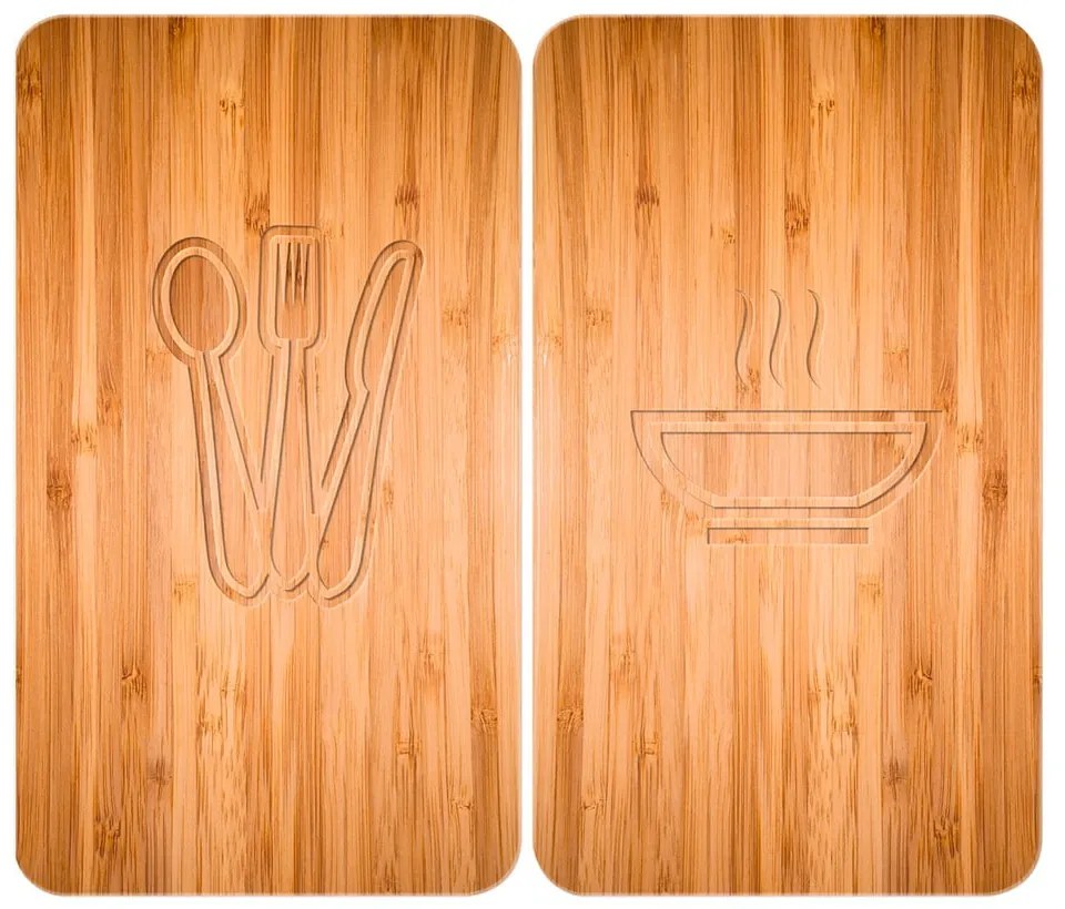 Zestaw 2 szklanych płyt ochronnych na kuchenkę Wenko Lunch, 52x30 cm