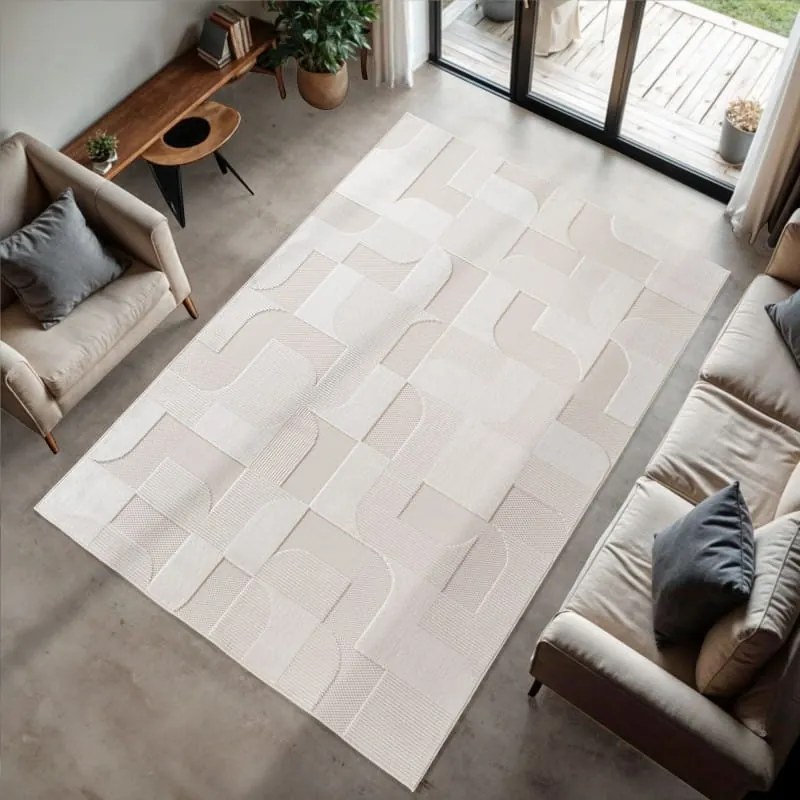 Dywan nowoczesny 3D Doha  kremowy 280 cm x 370 cm