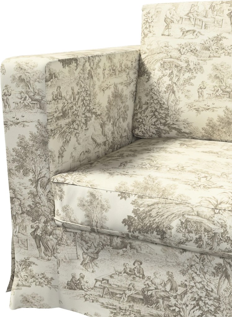 Pokrowiec na sofę Karlanda 3-osobową nierozkładaną, długi kolor brązowy tkanina wzorzysta