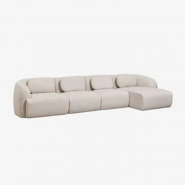 Sofa Modułowy Z Prawym Szezlongiem, 4-częściowy, Z Tkaniny Chenille Coquette Szenila Kremowy Beż - Sklum
