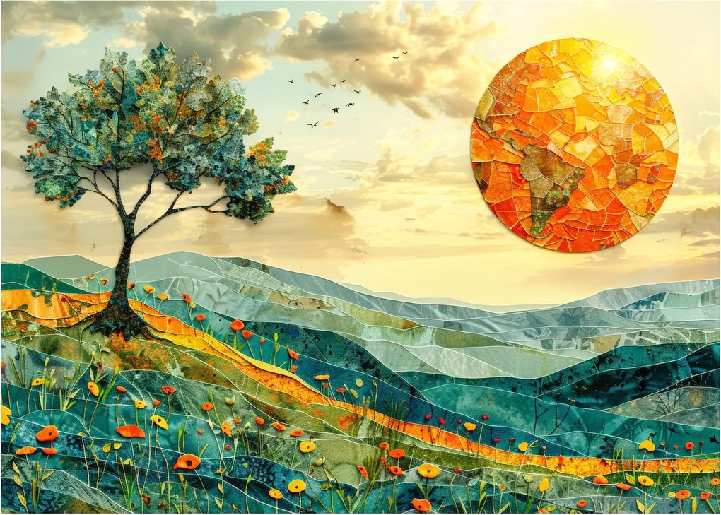 Obraz na szkle - Ilustracja krajobrazu (70x50 cm)