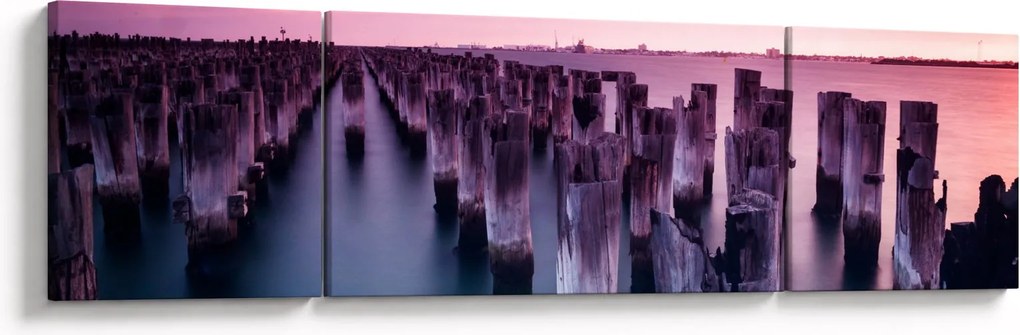 Obraz drewnianych palików (170x50 cm)