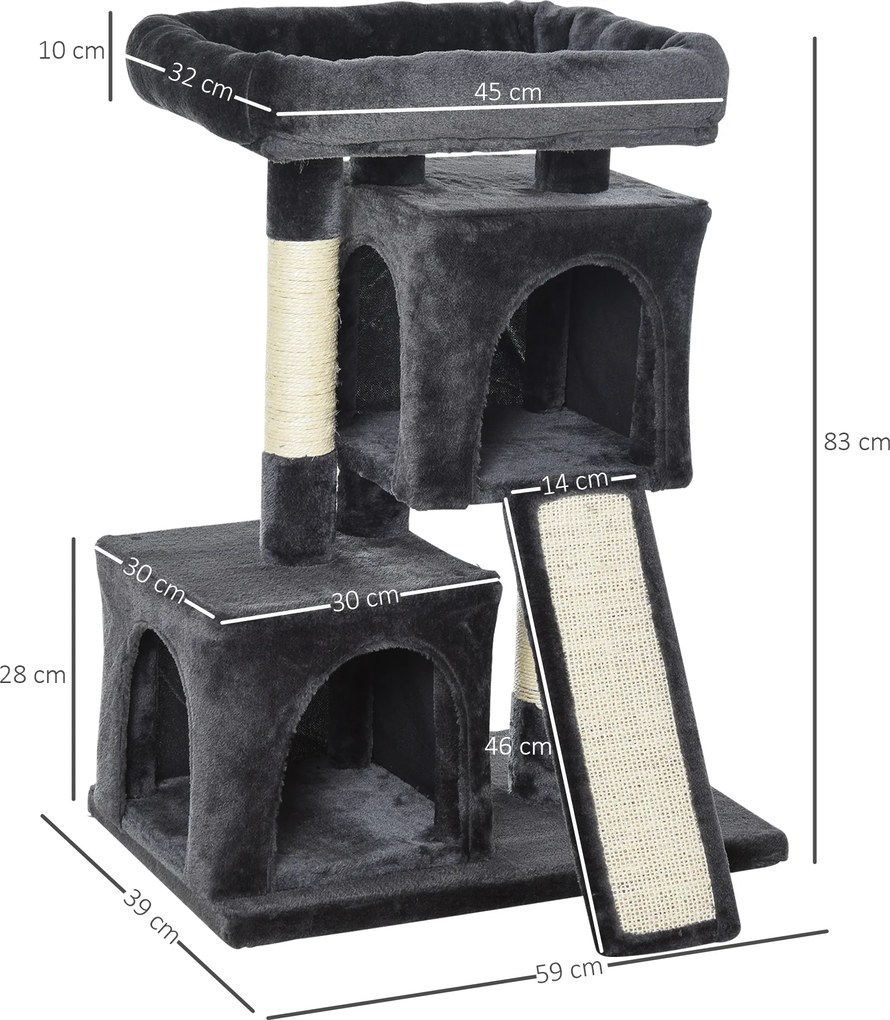 Drapak dla kota Drapak do ostrzenia pazurów dla kota z sizalowymi kolumnami Drapak dla kota ciemnoszary | Aosom.pl