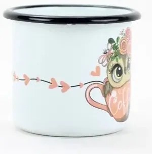 Belis Emaliowany kubek Sowa coffee, 7 cm, 0,25 l