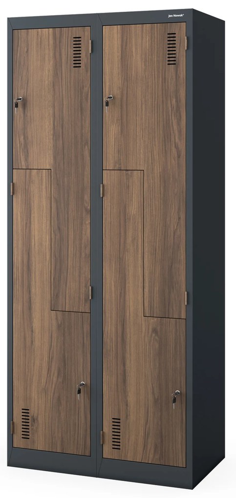 Szafa metalowa ubraniowa JULIA, 800 x 1850 x 450 mm, Eco Design: antracytowa/ orzech