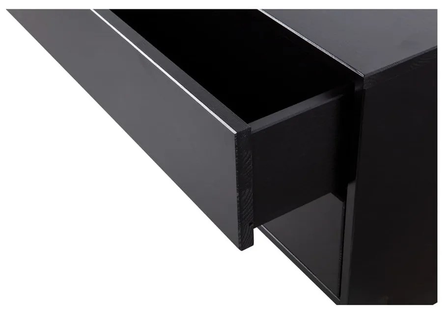 Czarna modułowa szafka pod TV z litego drewna sosnowego 75x40 cm Finca – WOOOD