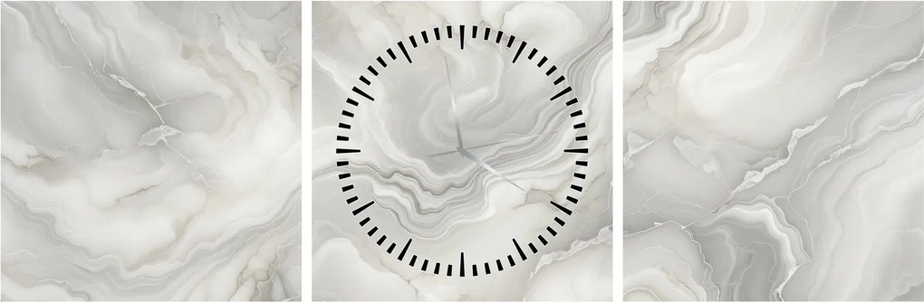 Obraz - Naturalna tekstura marmuru (z zegarem) (90x30 cm)