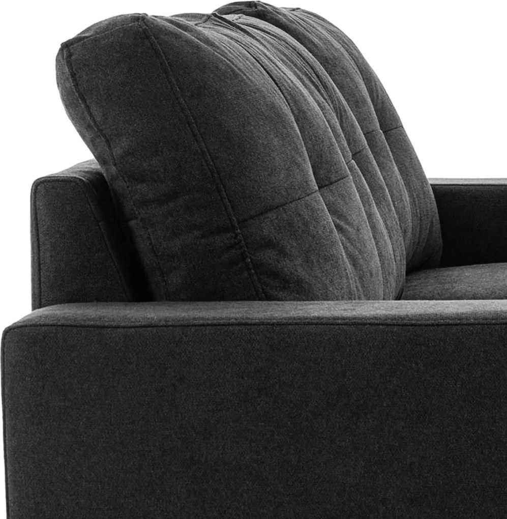 HOMCOM Narożnik L lniany styl Czarna kanapa 3-osobowa Komfortowa i stylowa Tapicerka tkaninowa 193x136x85 cm | Aosom PL