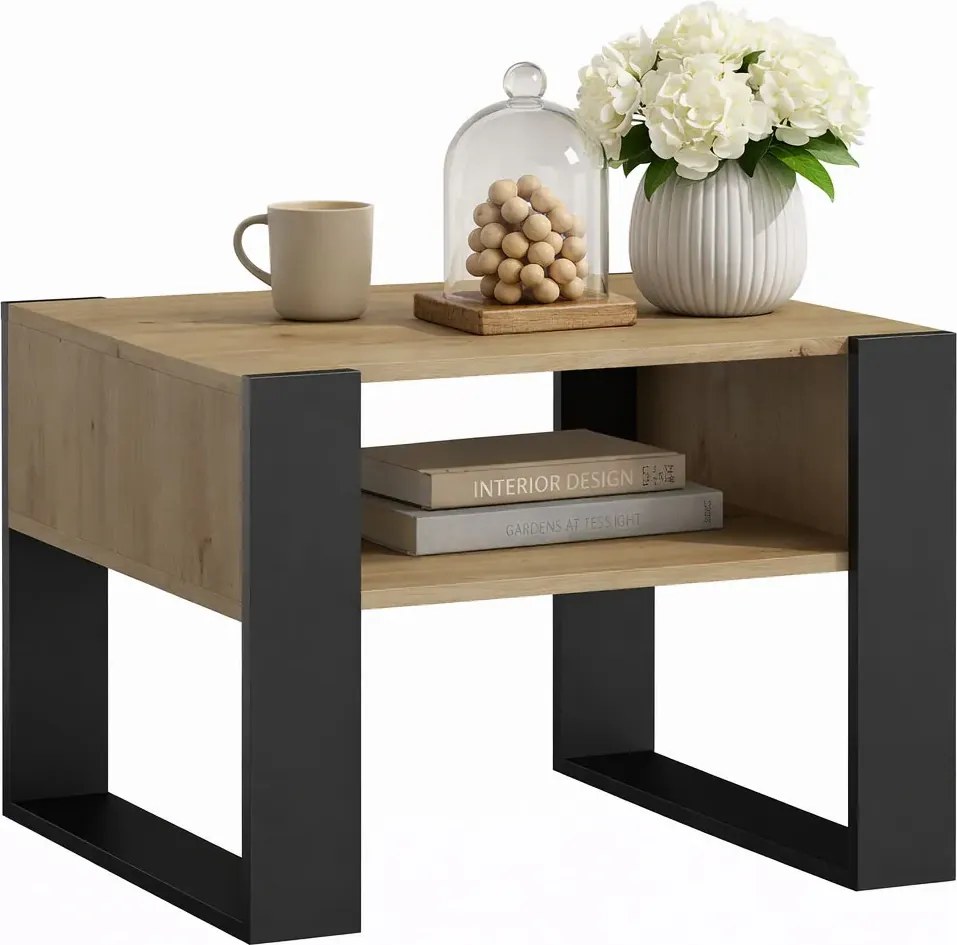 Stolik Kawowy Nowoczesny Dąb Artisan+Czarny S4-W75