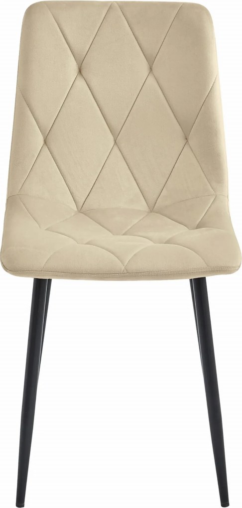 PROMOCJA Jasnobeżowe aksamitne krzesło do jadalni LIBRA z czarnymi nogami II jakość