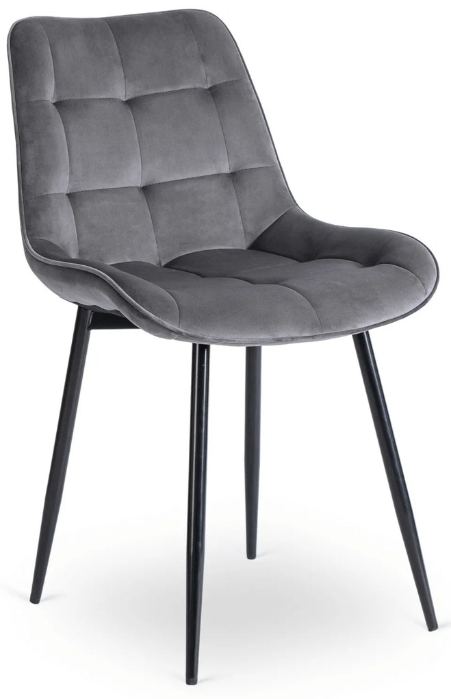 Zestaw Stół Okrągły Rozkładany HARRY 102-142 cm Dąb Craft/Czarny i 6 Krzeseł Tapicerowanych CHRIS Szarych Nowoczesnych