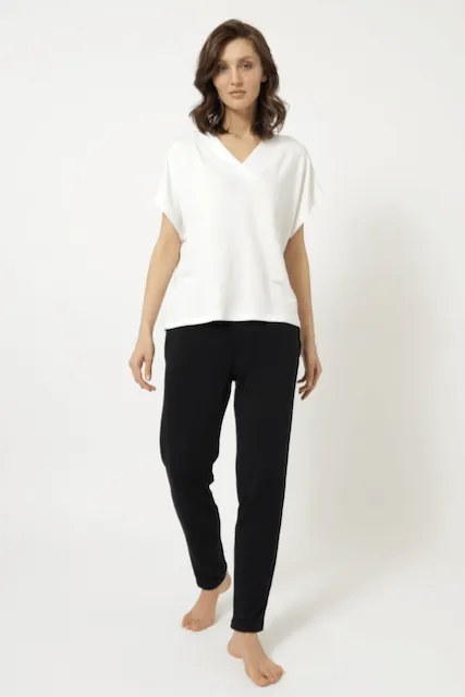 Damska bambusowa piżama CHIARA L Kremowy / Czarny