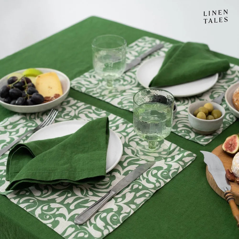 Lniana mata stołowa 35x45 cm Evergreen Damask – Linen Tales