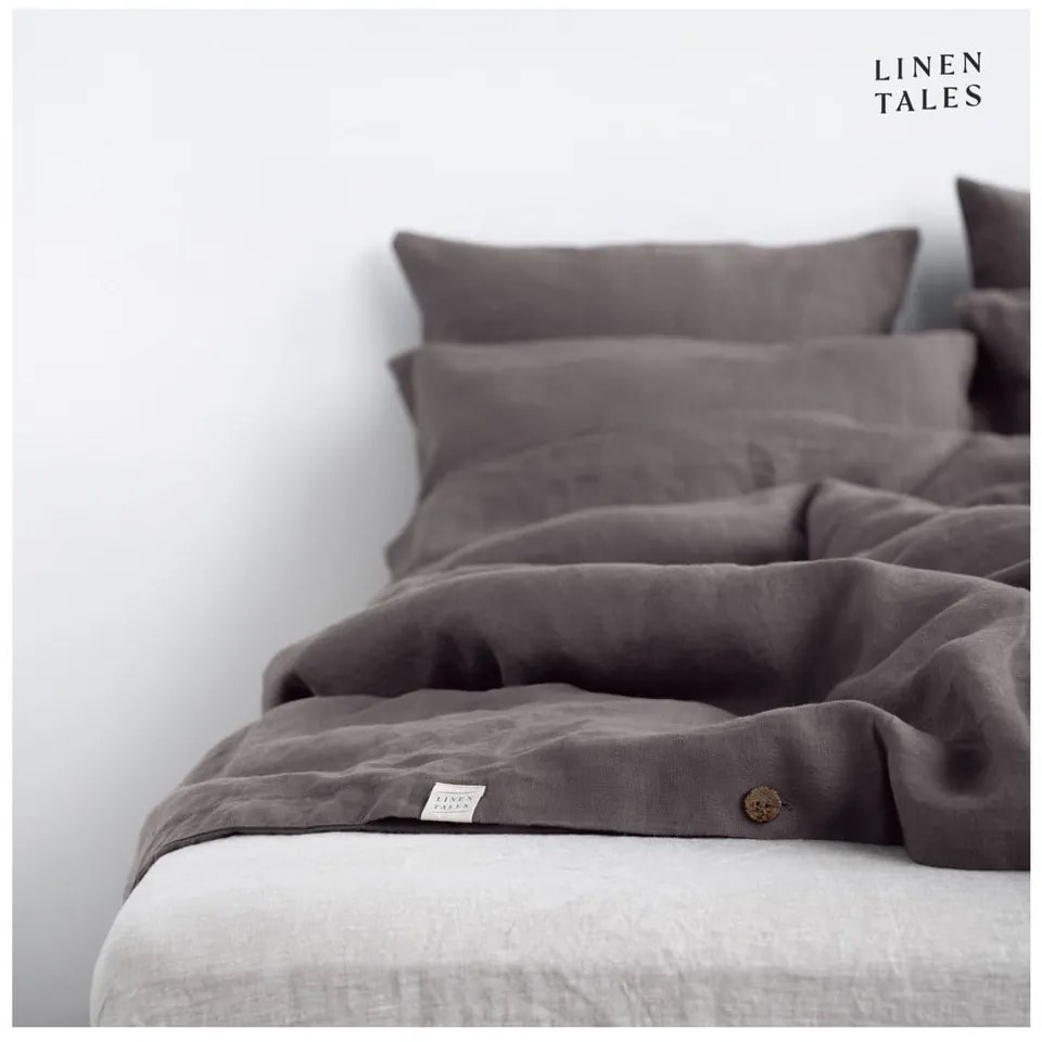 Ciemnoszara lniana pościel jednoosobowa 140x200 cm – Linen Tales