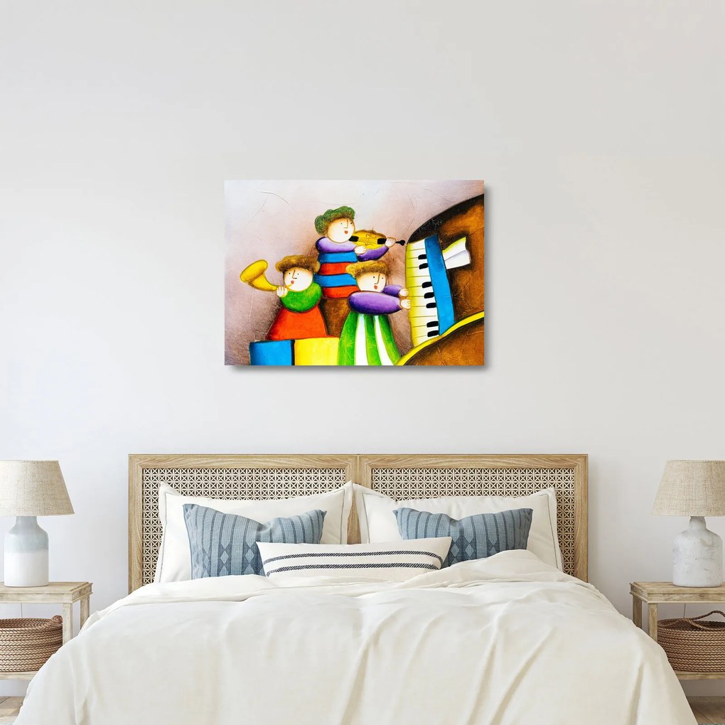 Obraz na szkle - Muzycy, malarstwo (70x50 cm)