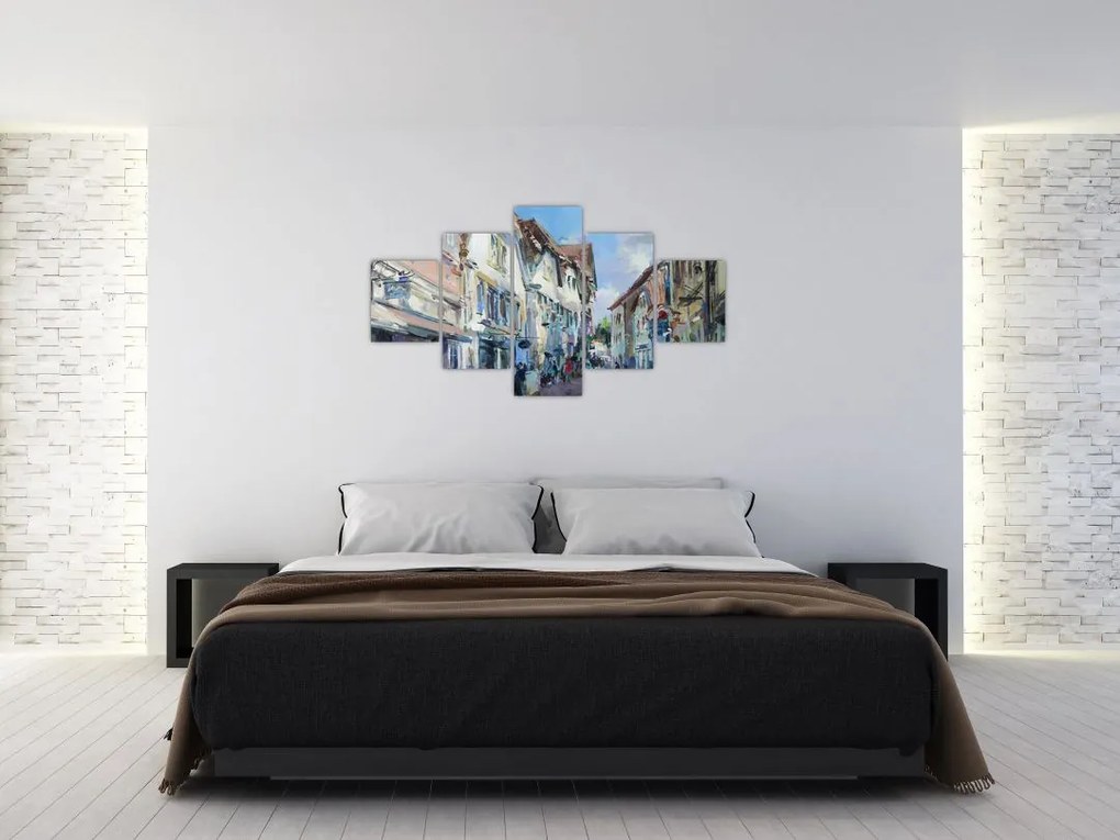 Obraz - Aleja starego miasta, malarstwo akrylowe (125x70 cm)