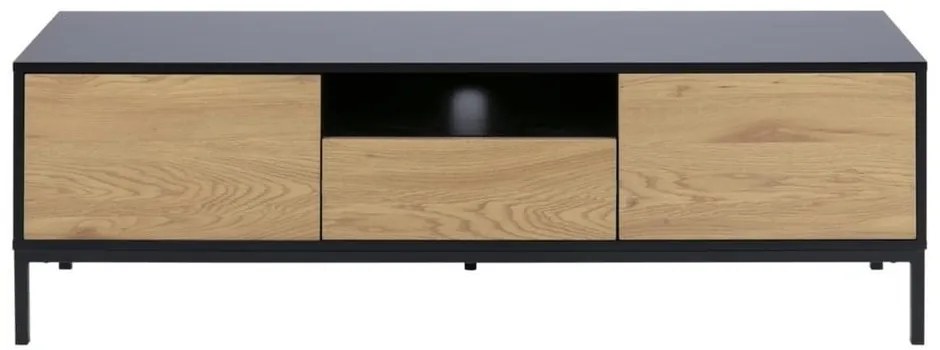 Czarno-naturalna szafka pod TV w dekorze dębu 140x45 cm Seaford – Actona
