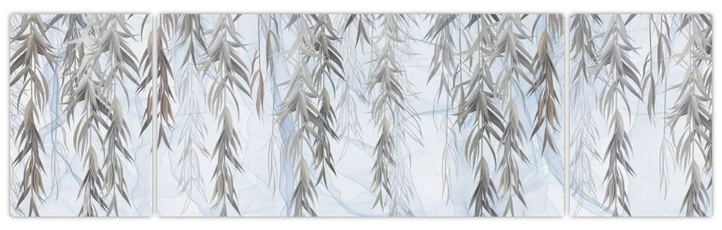 Obraz - Gałązki wierzby na niebieskim tle (170x50 cm)