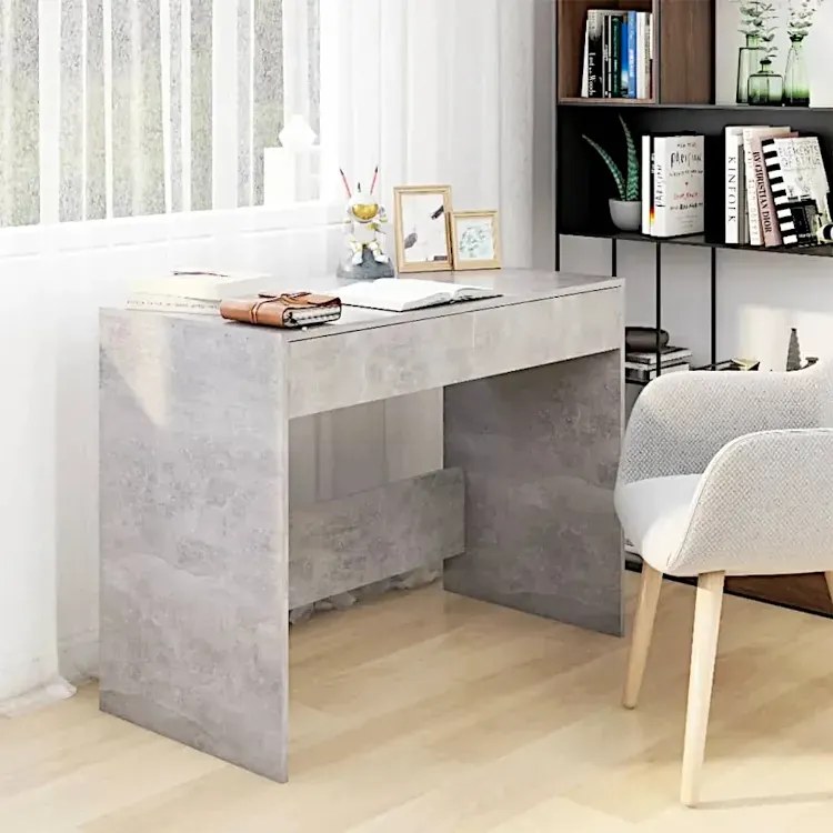 Szare biurko z szufladami beton P2-W62