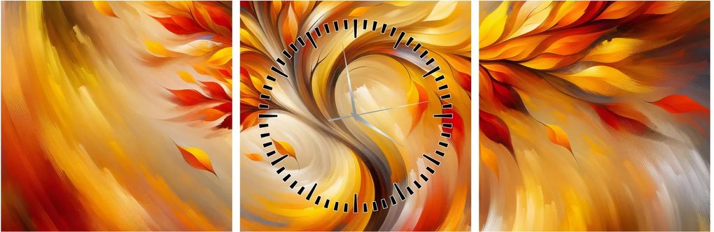 Obraz - Jesienne drzewo (z zegarem) (90x30 cm)