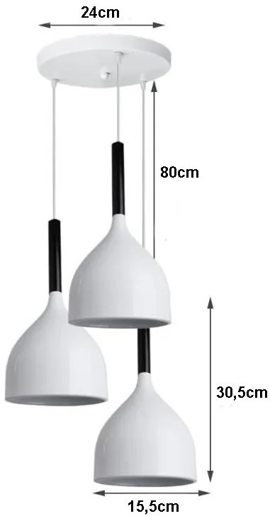 Lampa sufitowa metalowa klosz wisząca AT20-3SZ-Biała