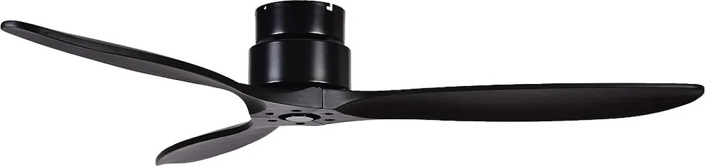 Wentylator sufitowy MISTRAL w nowoczesnym stylu - silnik pr?du sta?ego - 24W SMD LED - Kselect - pilot - bez ?wiat?a - 3 ?opatki - ø132 cm - stal i drewno - czarny