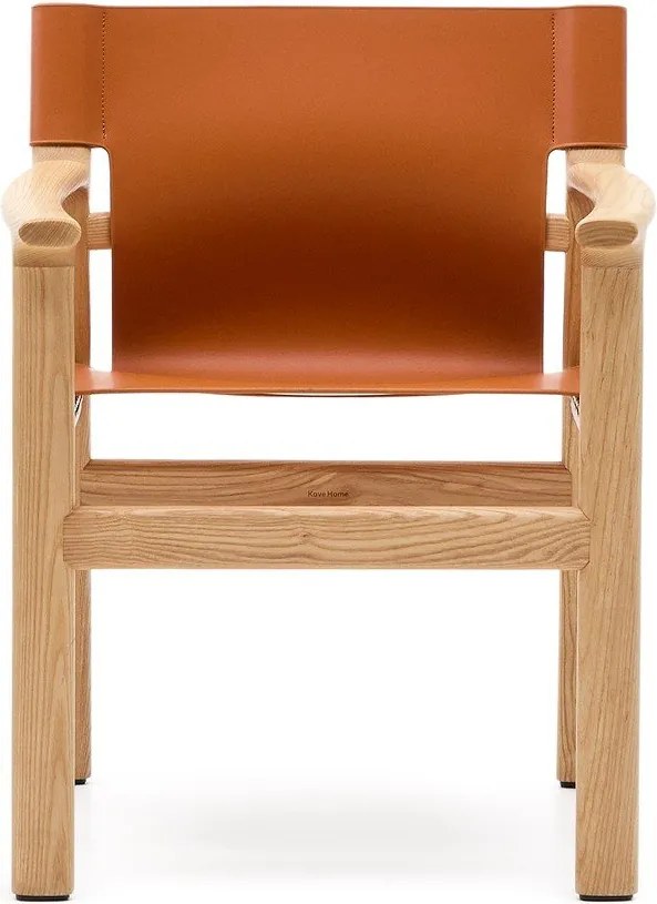 Koniakowe krzesło z litego drewna jesionowego z podłokietnikami Jan – Kave Home